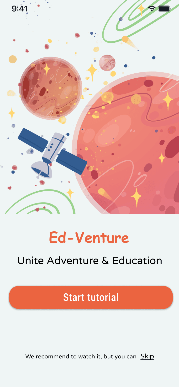 Welcome screen introducing Ed-Venture to new teachers