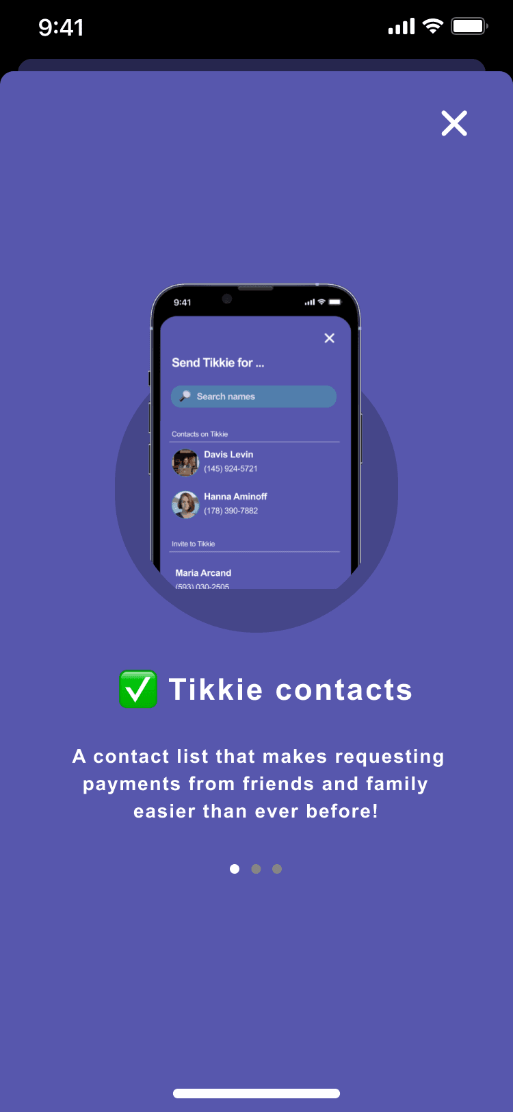 Onboarding screen — Tikkie contacts: a contact list that makes requesting payments easier than ever before